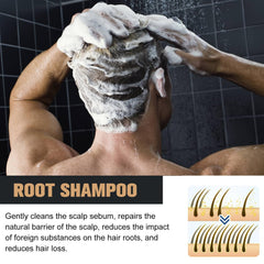 Root Activator Shampoo in-shower application showing scalp nourishment