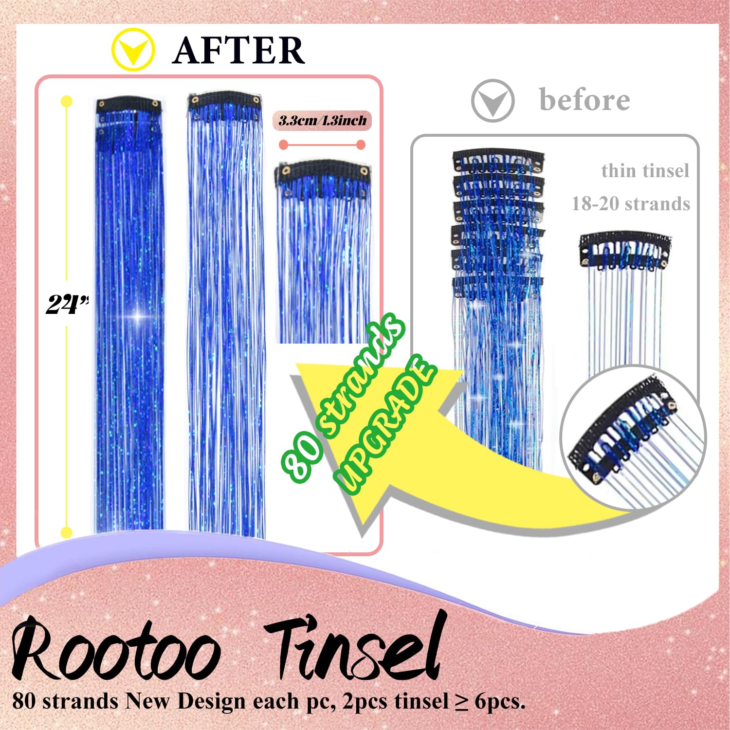 Rootoo 12-piece blue glitter tinsel kit adds shimmer to everyday hairstyles