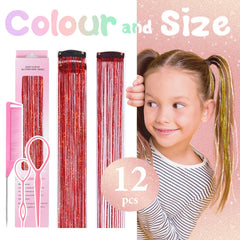Rootoo 24-inch hair tinsel red glitter extensions deliver lasting shimmer.