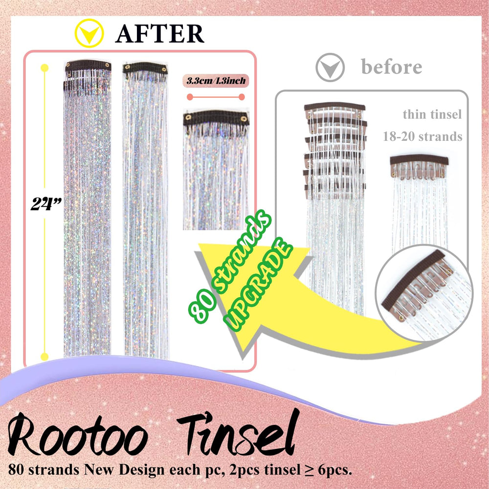 Rootoo fairy hair tinsel kit multi-color collection for creative festival hairstyles