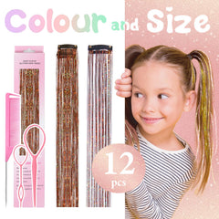 Rootoo Hair Tinsel clipped in on model for festive hairstyle