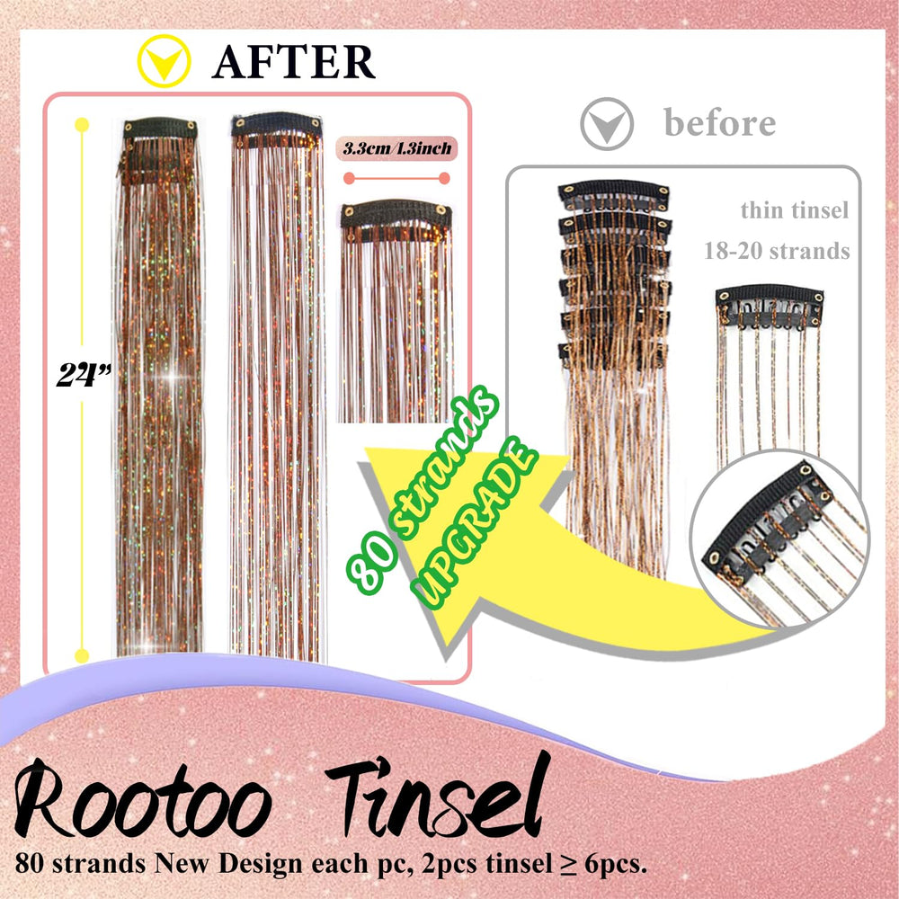 Rootoo Hair Tinsel close-up of glitter strands for vibrant accents