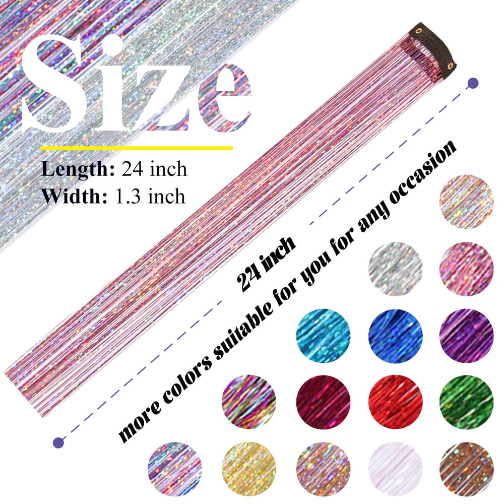 Rootoo hair tinsel packaging displaying a 12-piece kit in vibrant pink colors.