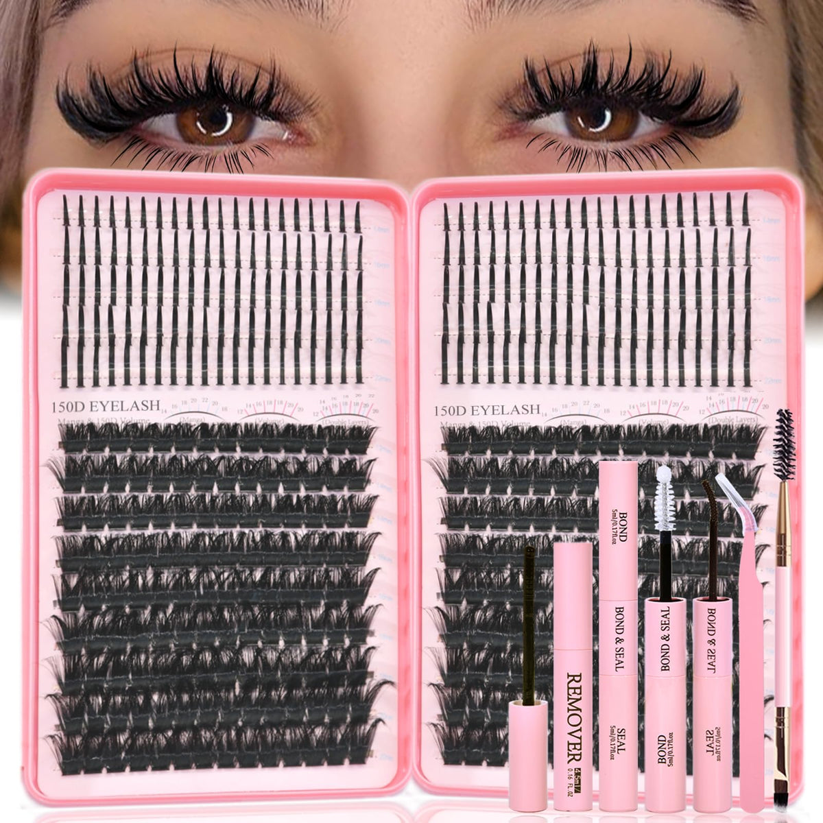 Rootoo Lash Clusters Kit with D Curl 150D for natural-looking volume and at home DIY use