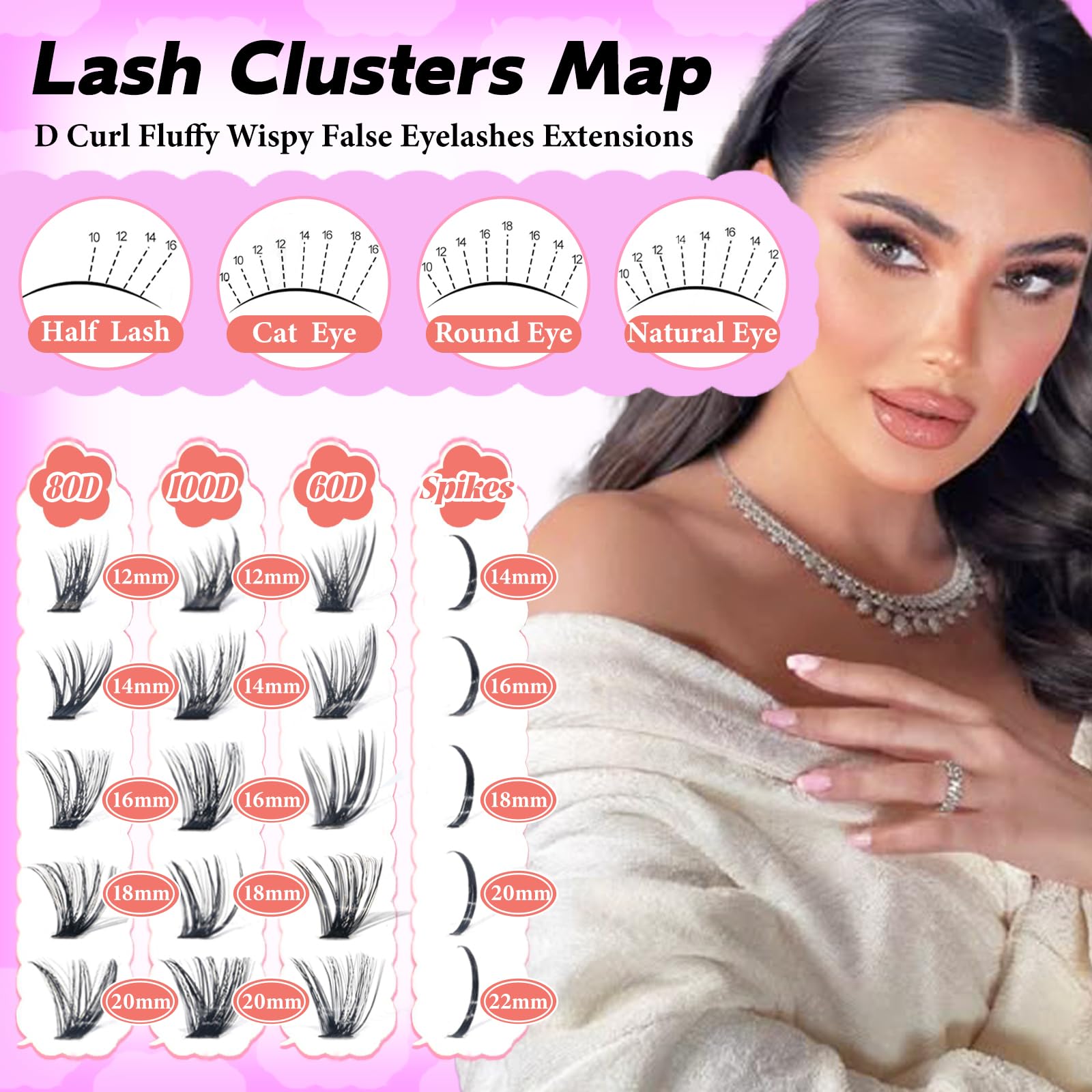 Rootoo Lash Clusters Kit D-curl open-eyed look to open the eyes and add drama.