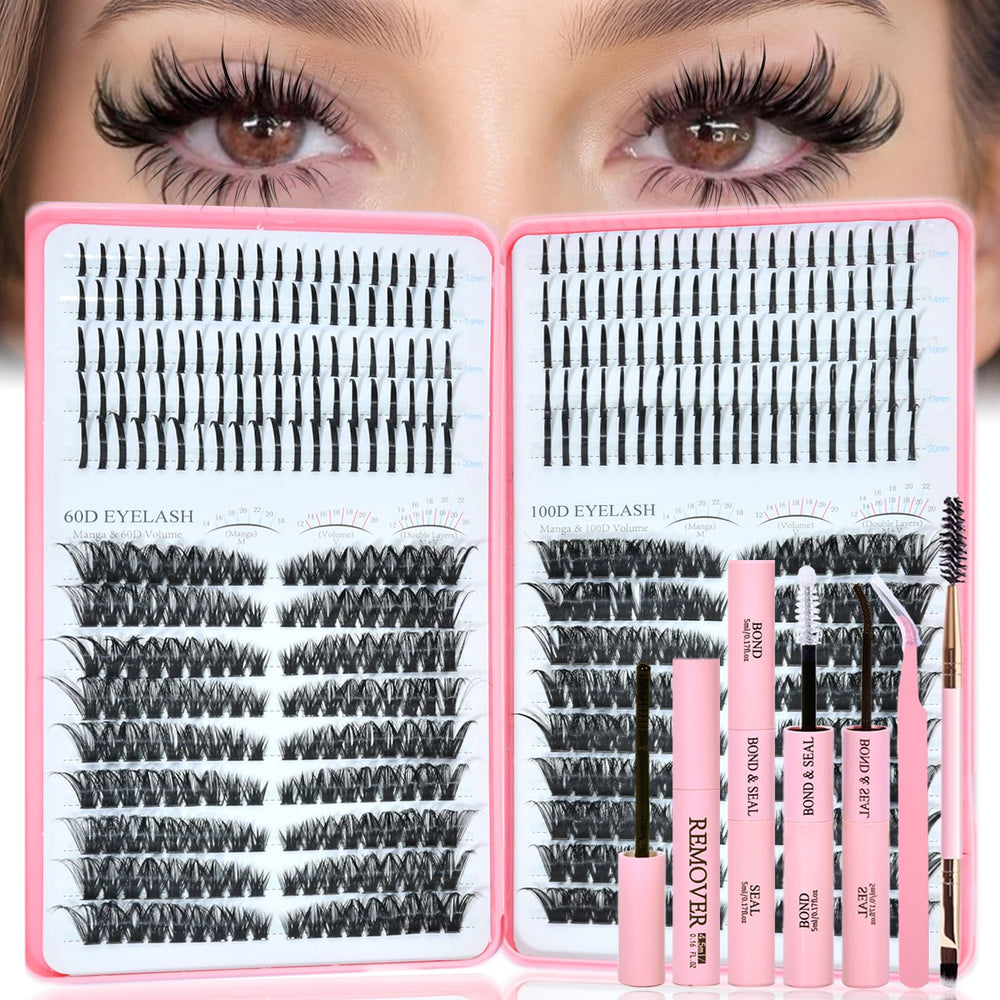 Rootoo lash clusters kit with dense 60d and 100d for fuller lashes
