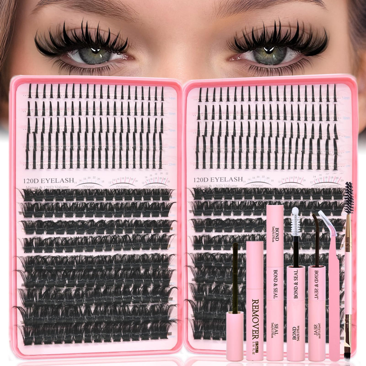 Rootoo Lash Clusters Kit packaging shows complete DIY set for easy home styling