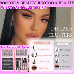 Rootoo Lash Clusters Kit Premium Fiber provides soft, realistic lash feel
