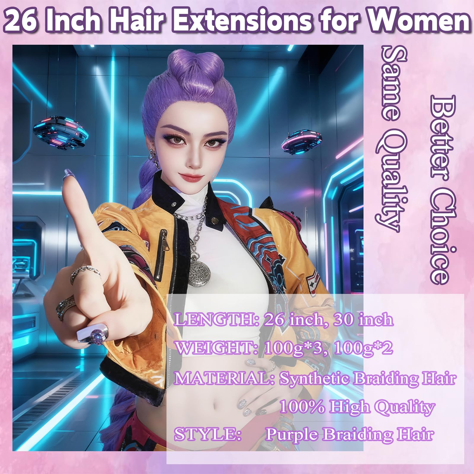 Rootoo purple braiding hair 26 inch stretched extension ready for quick installs