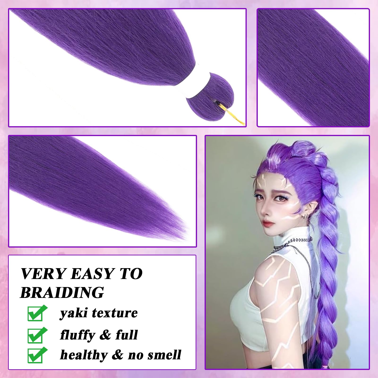 Rootoo purple braiding hair cosplay look for vibrant character recreations
