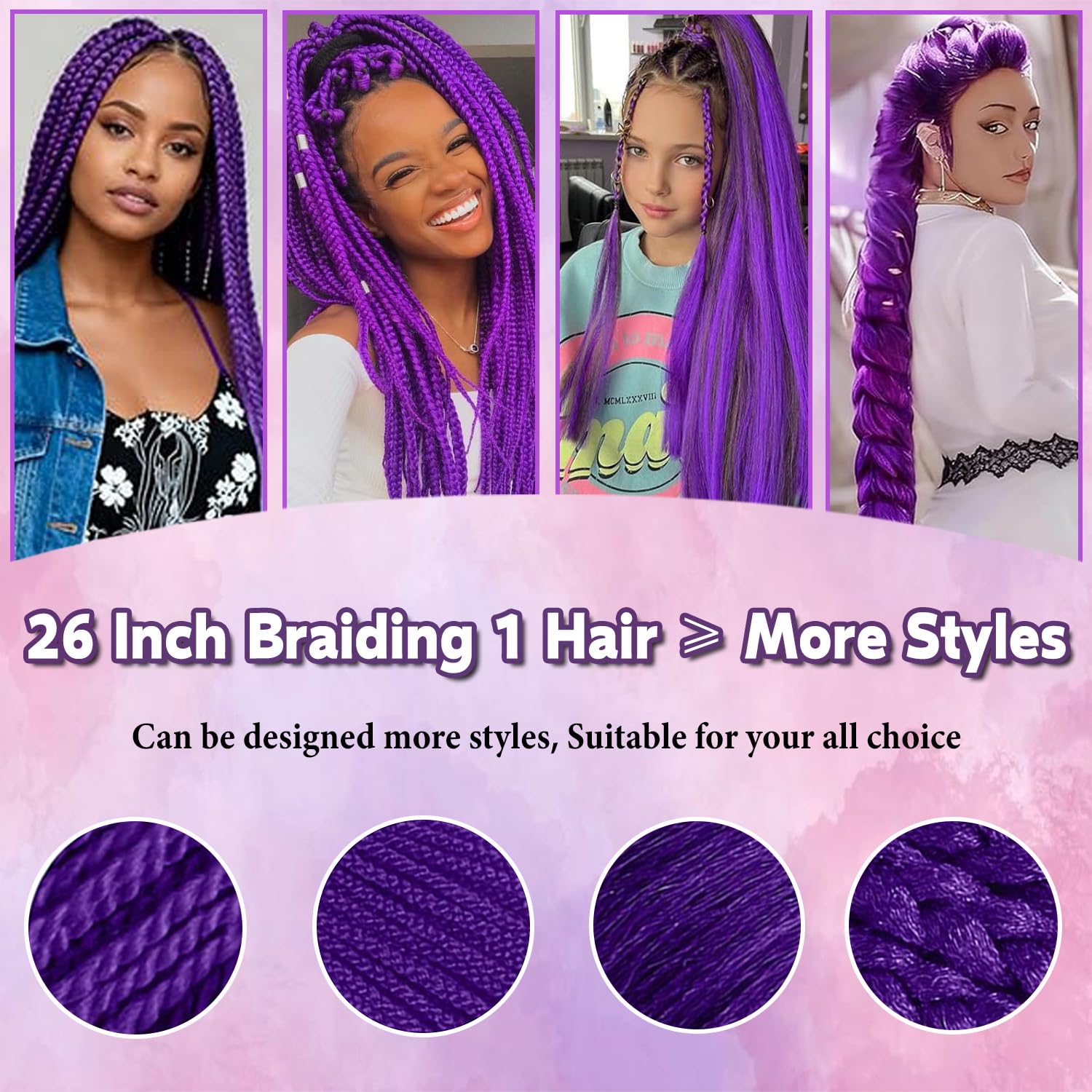 Rootoo purple braiding hair long braids option for box braids and twists