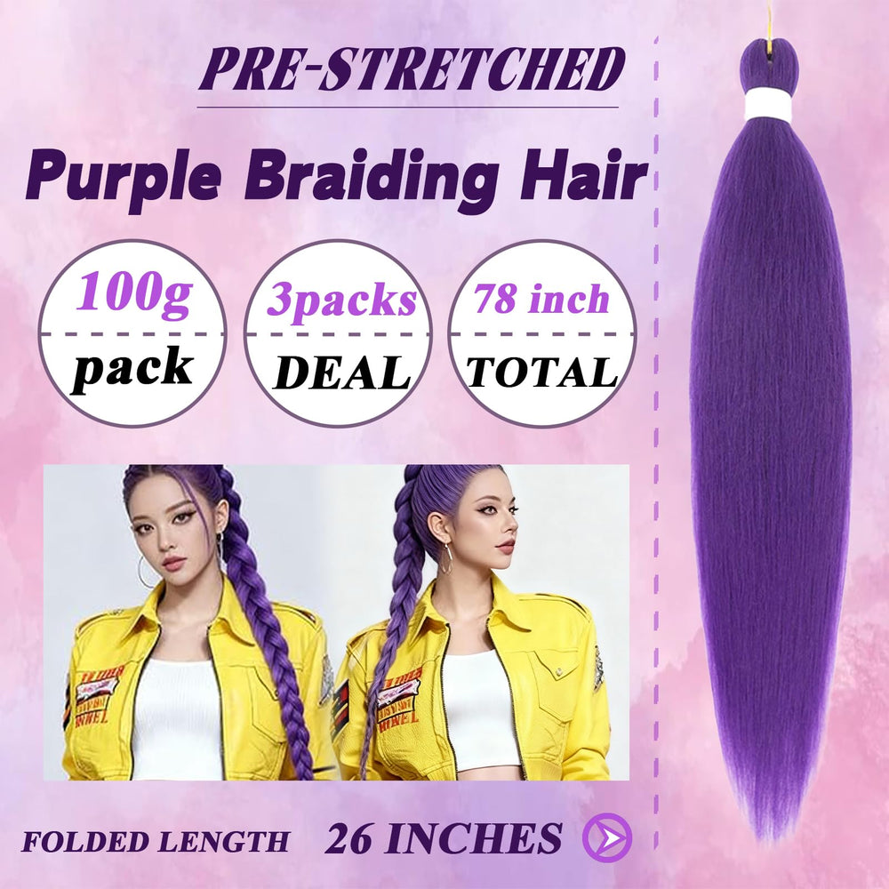 Rootoo purple braiding hair pack 3 ready for multiple cosplay styles