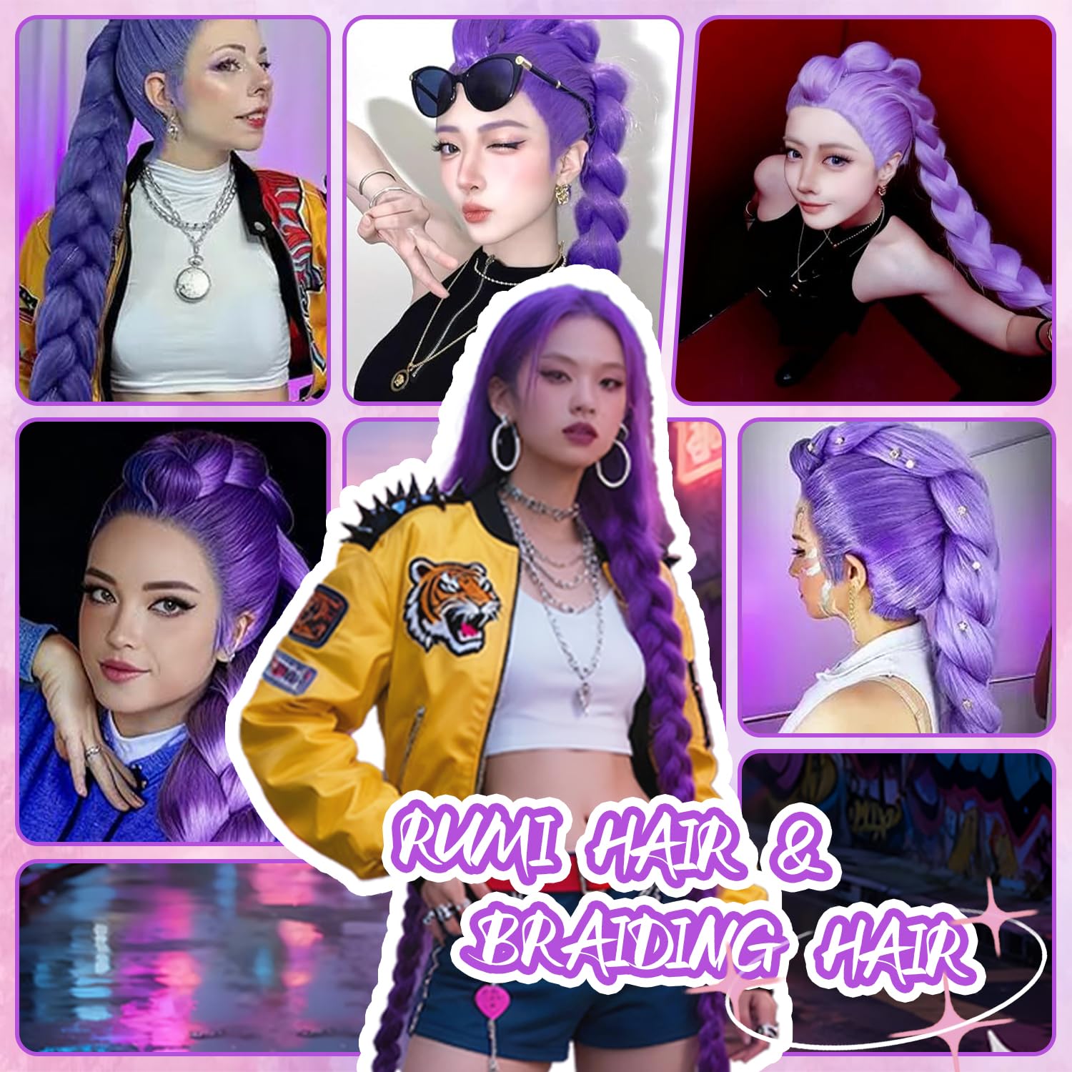 Rootoo purple braiding hair ponytail view showcasing flexible extensions