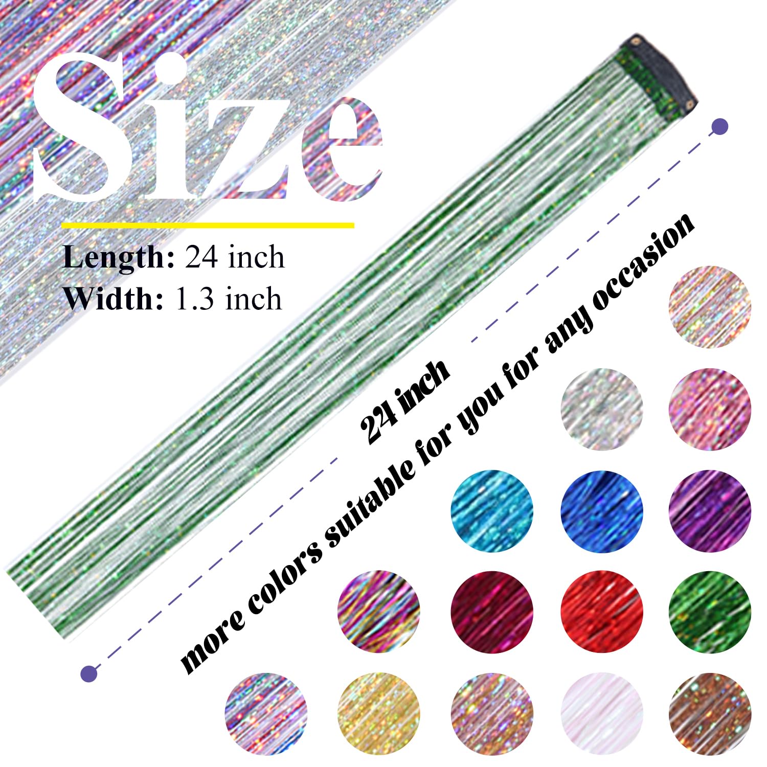 Rootoo safe skin-grade tinsel material minimizes irritation during extended wear.