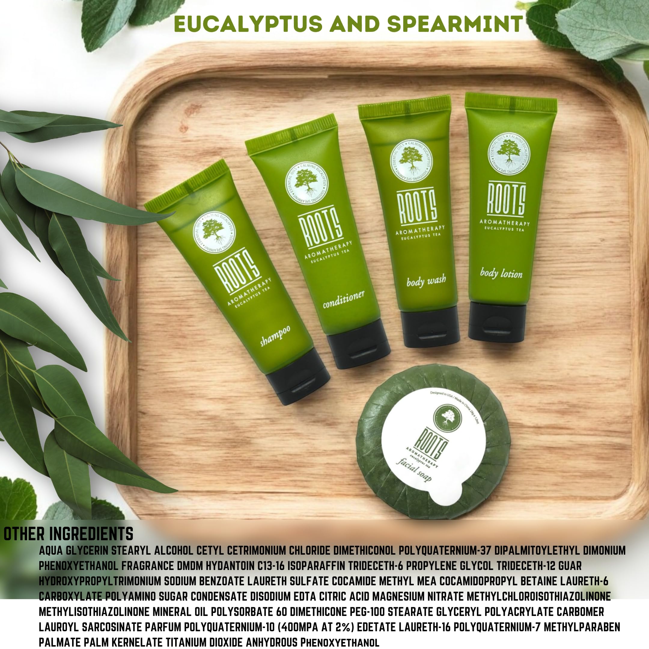 Roots Aromatherapy hotel essentials bulk set for multi-room properties.