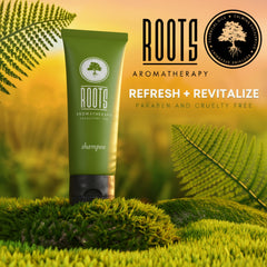 Roots Aromatherapy travel-size conditioner tubes ideal for guest rooms and refresh.