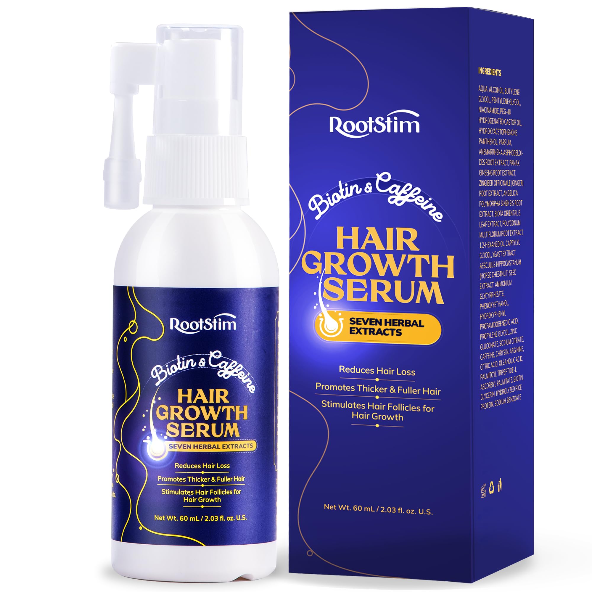 RootStim hair growth serum bottle for daily fuller looking hair