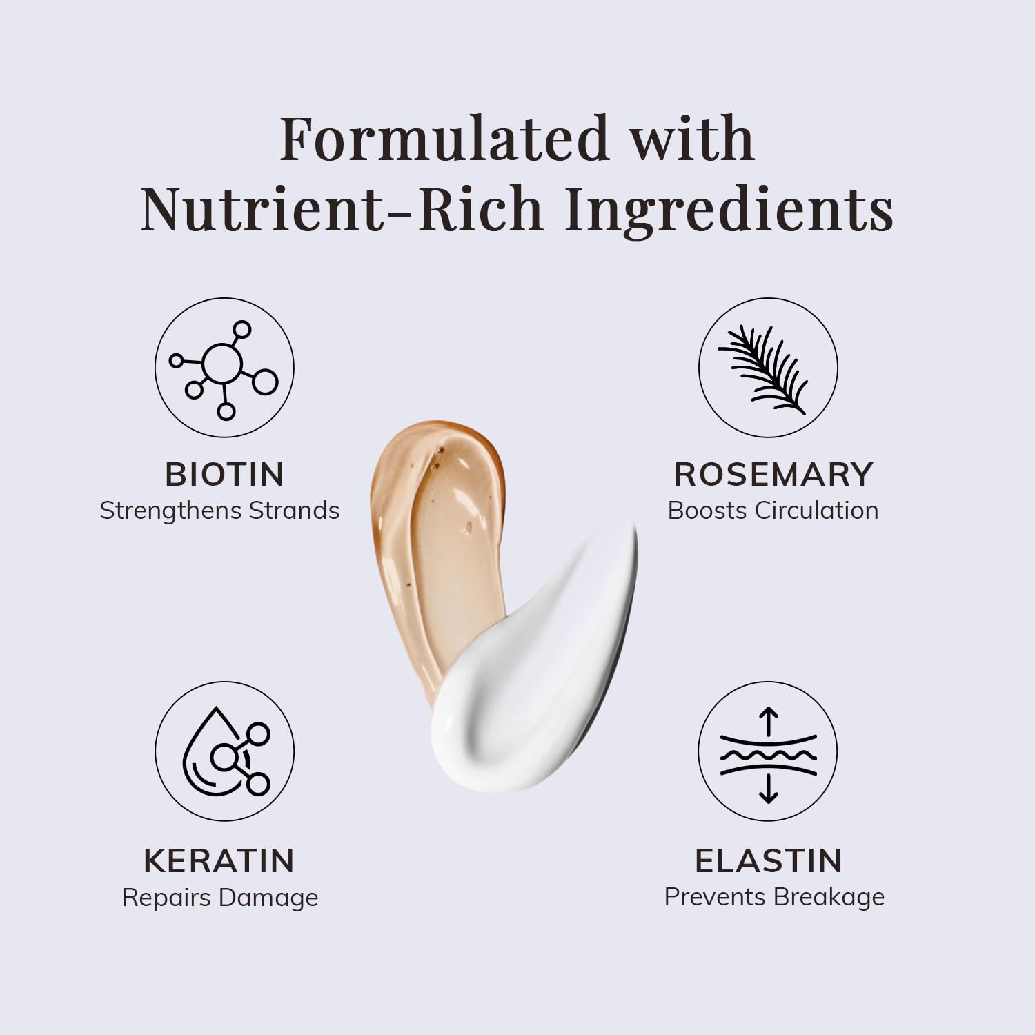 RootStim ingredients closeup shows aloe and tea tree for soothing, balanced scalp care.