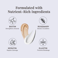 RootStim ingredients closeup shows aloe and tea tree for soothing, balanced scalp care.