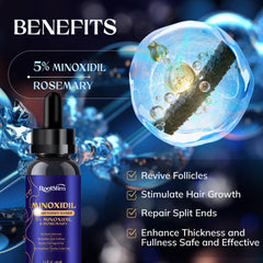 RootStim 5% Minoxidil bottle closeup highlights precise, easy scalp application.