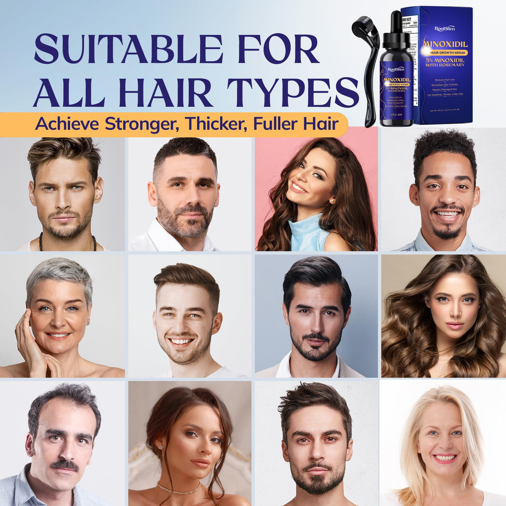 RootStim 5% Minoxidil routine image suggests consistent twice-daily use.
