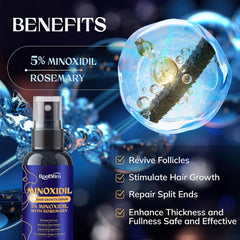 RootStim rosemary formula bottle close-up for daily scalp care.