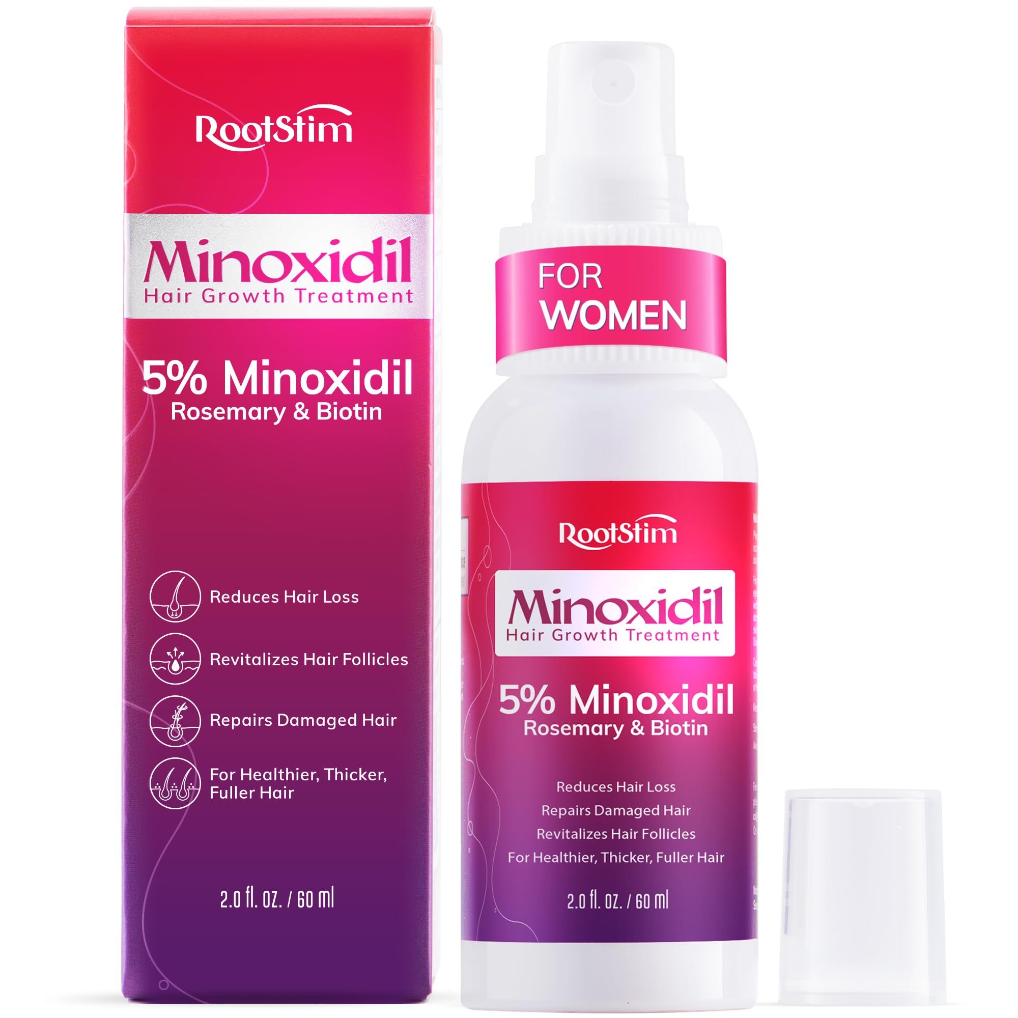 RootStim minoxidil spray for women targets thinning areas with precise, mess-free application.
