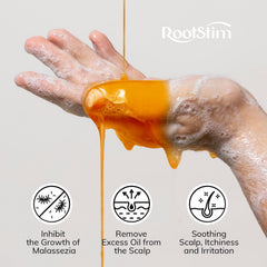 Rosemary oil focus highlights soothing, refreshing scalp sensation in RootStim shampoo.