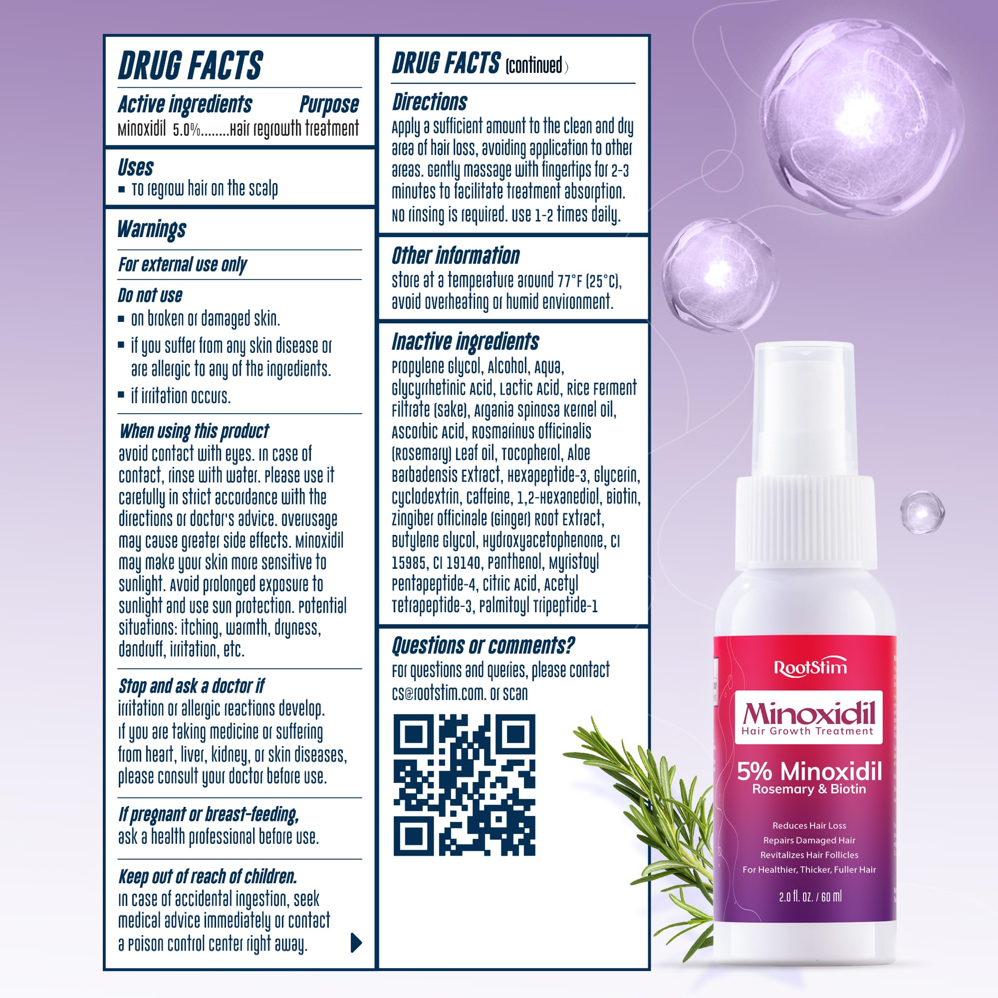 Product collection image showing RootStim minoxidil spray and packaging