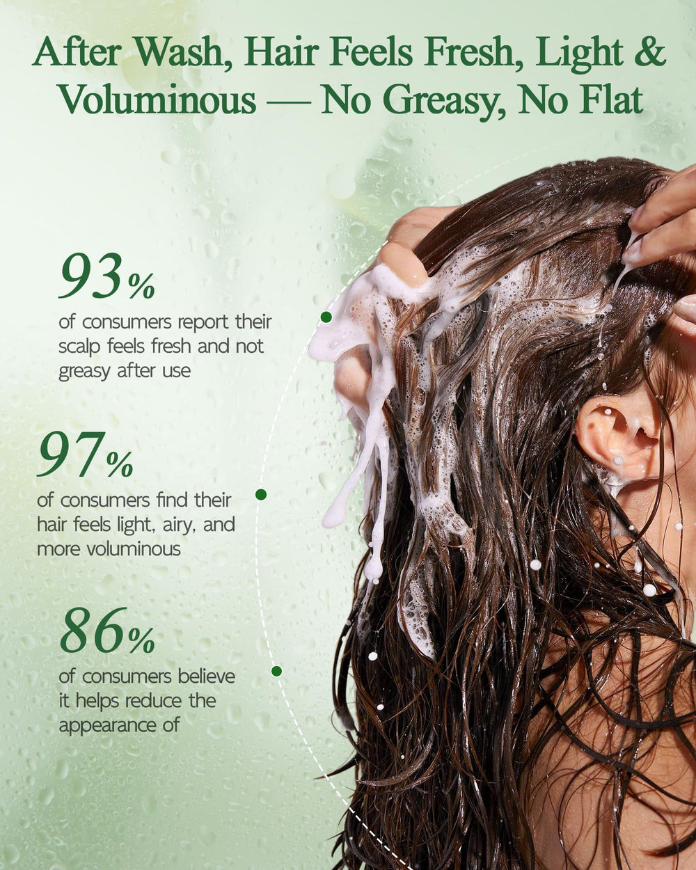 Close-up of scalp shows effective oil control and refreshed sensation after using Ropink.
