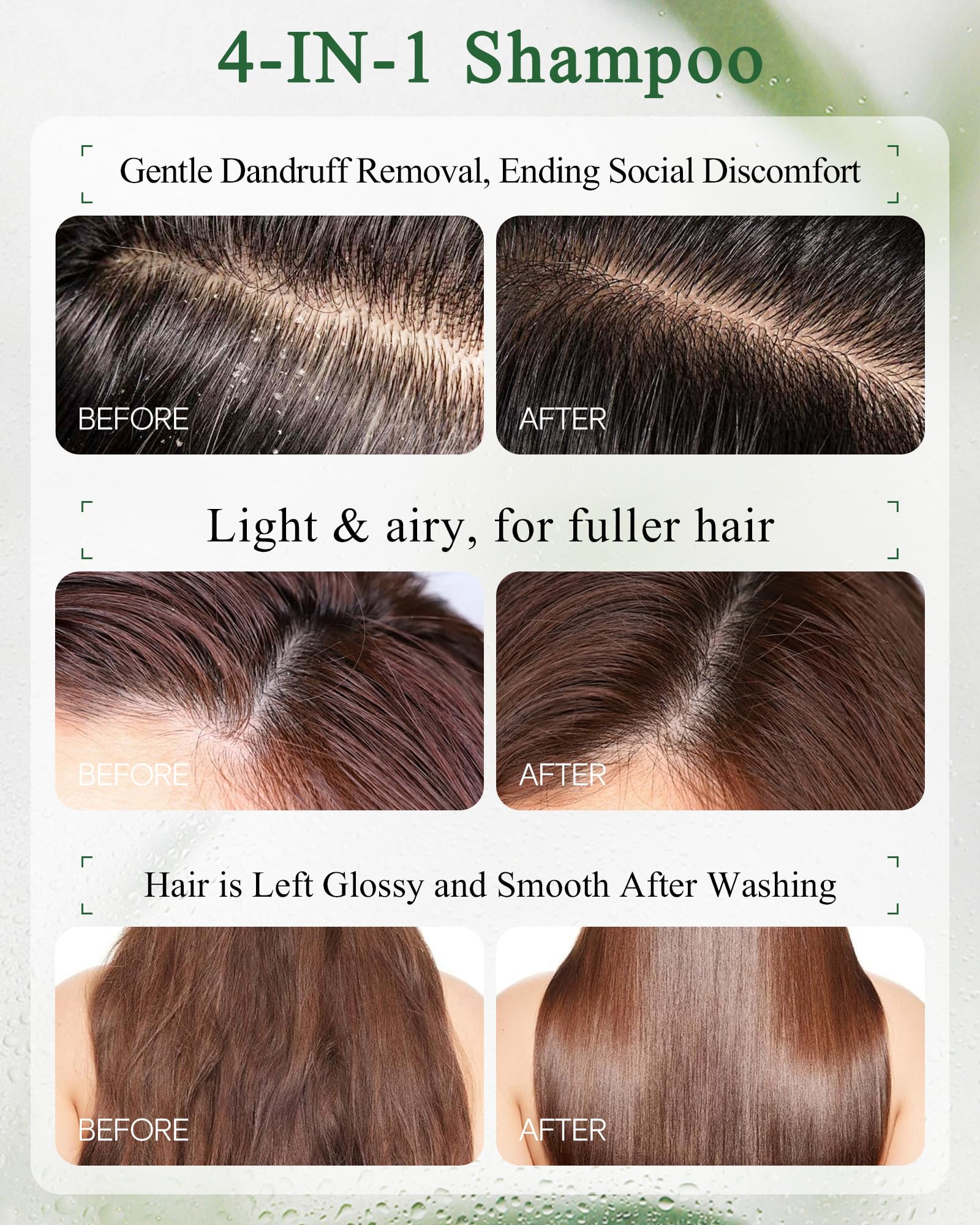 Hair after wash displays lightweight volume from the 1% salicylic acid formula.