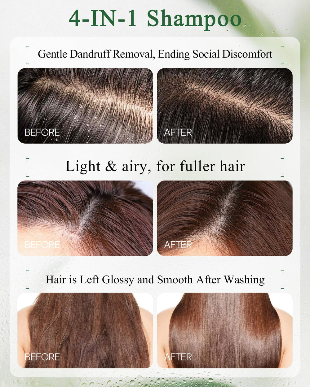 Hair after wash displays lightweight volume from the 1% salicylic acid formula.
