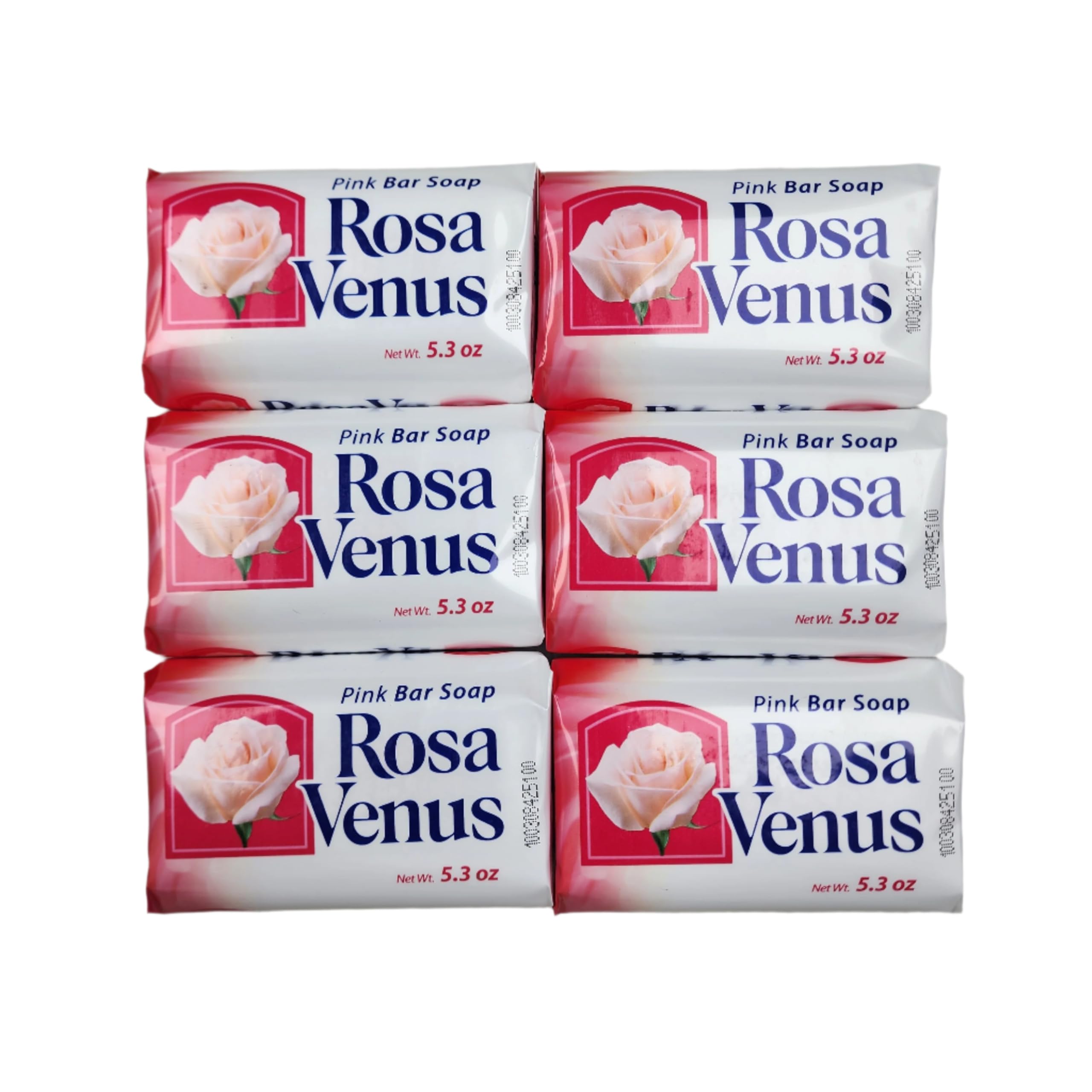 Rosa Venus pink bar soap six-pack for daily cleansing.