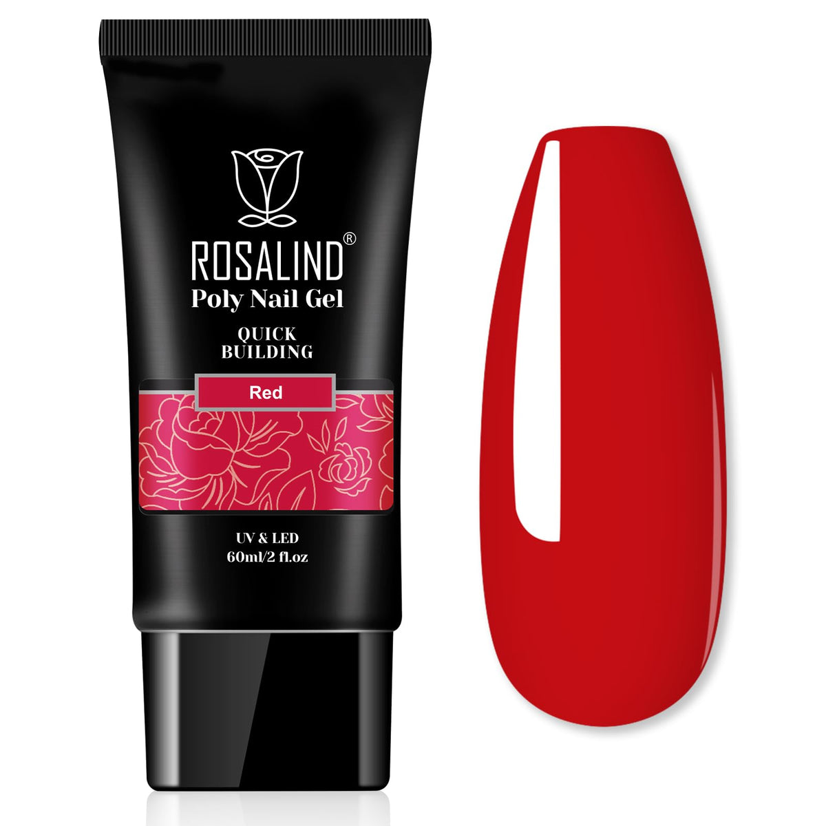 rosalind 2oz red poly nail gel bottle for at-home manicure