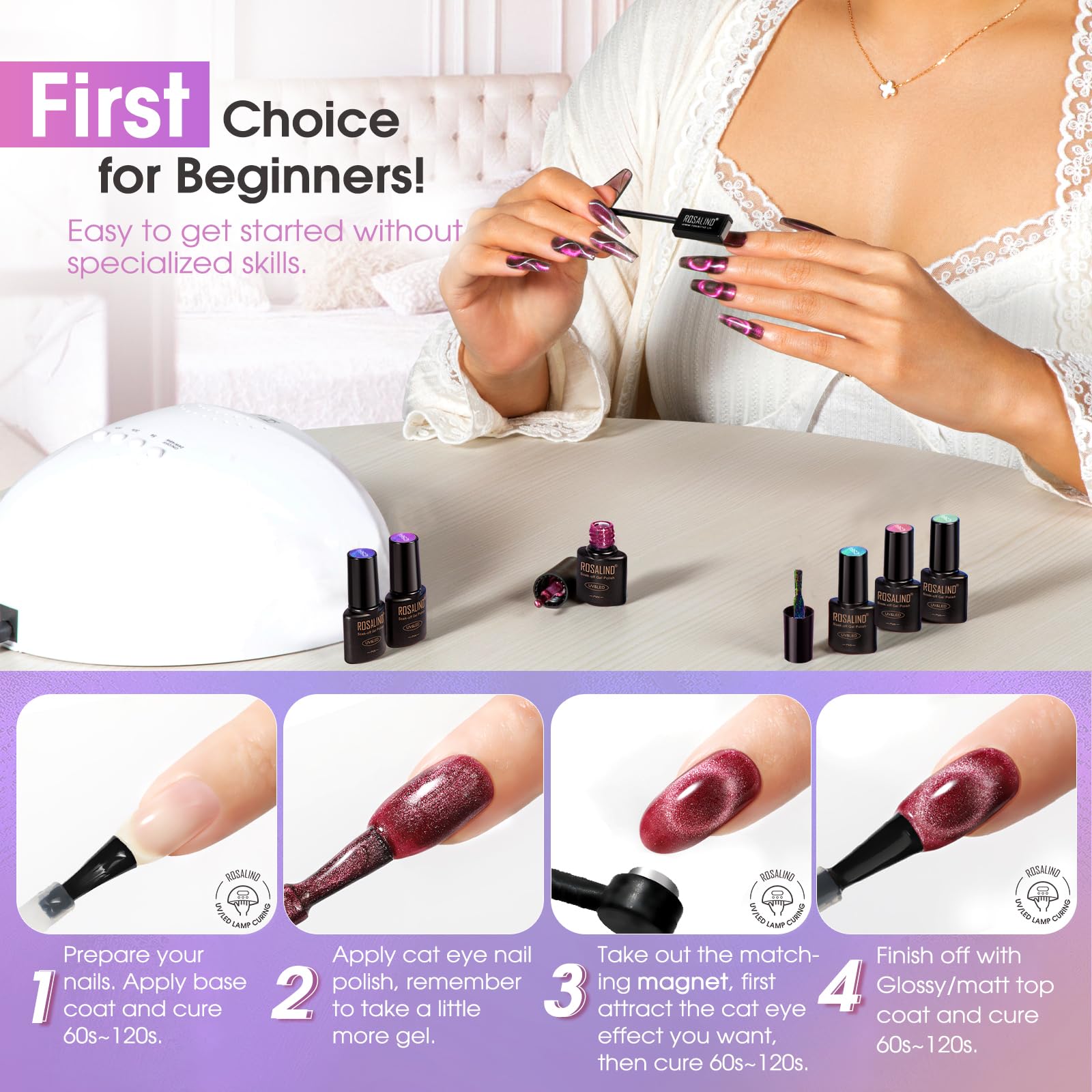 ROSALIND base and top coats sold separately for flexible setup.