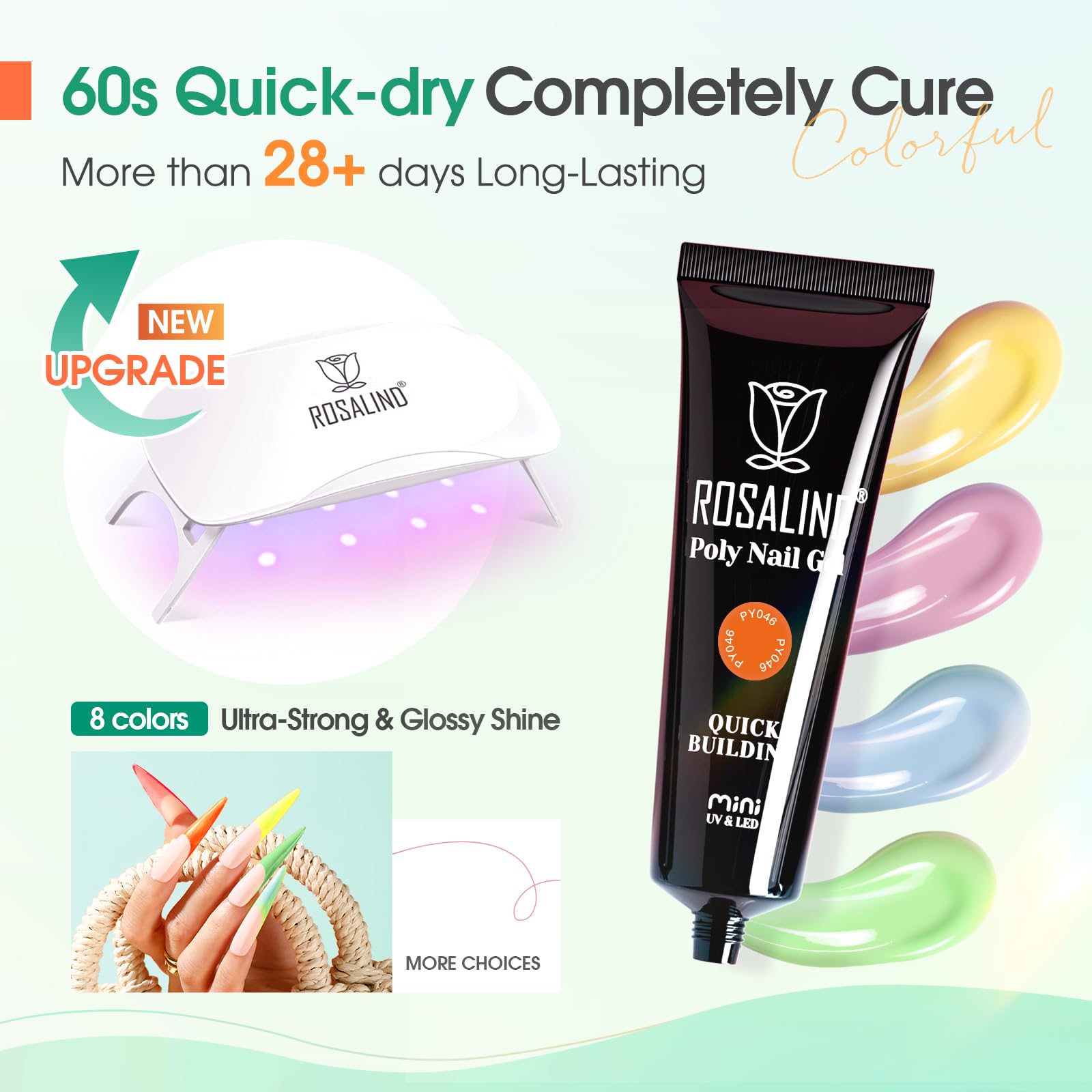 ROSALIND base coat improves adhesion for longer-lasting nail enhancements.