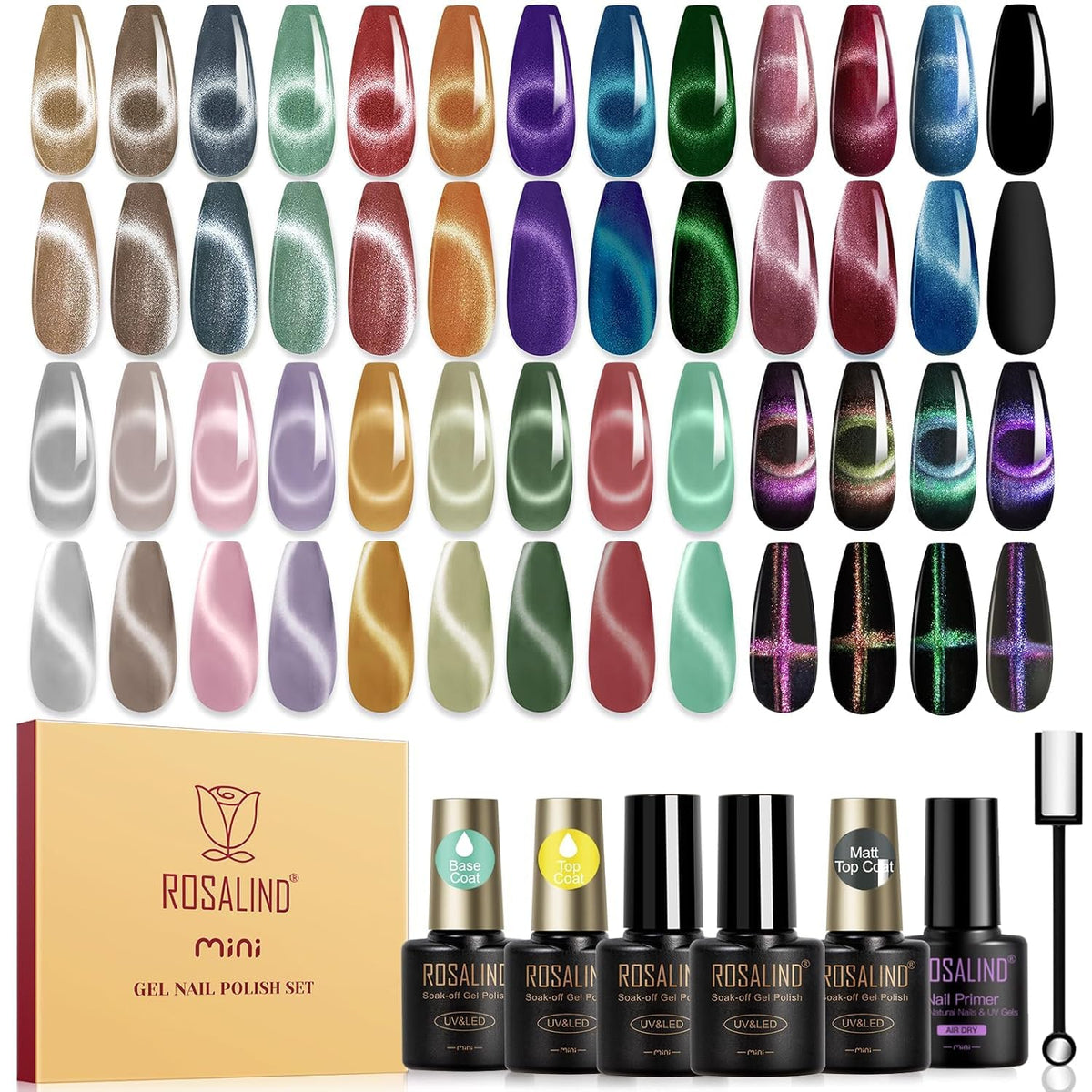 ROSALIND cat-eye gel polish swatches show rich color range and shimmer