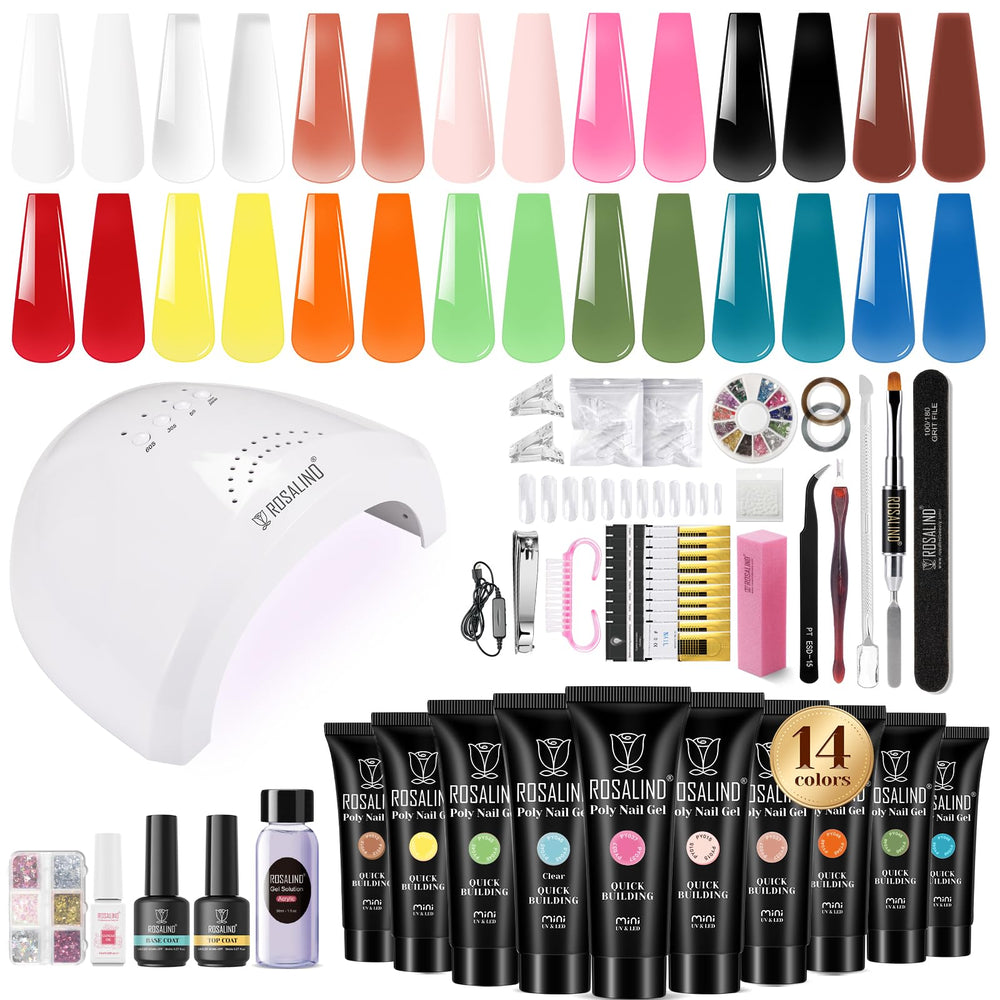 ROSALIND Colors Poly Nail Gel Kit 14 color palette for creative at home nails