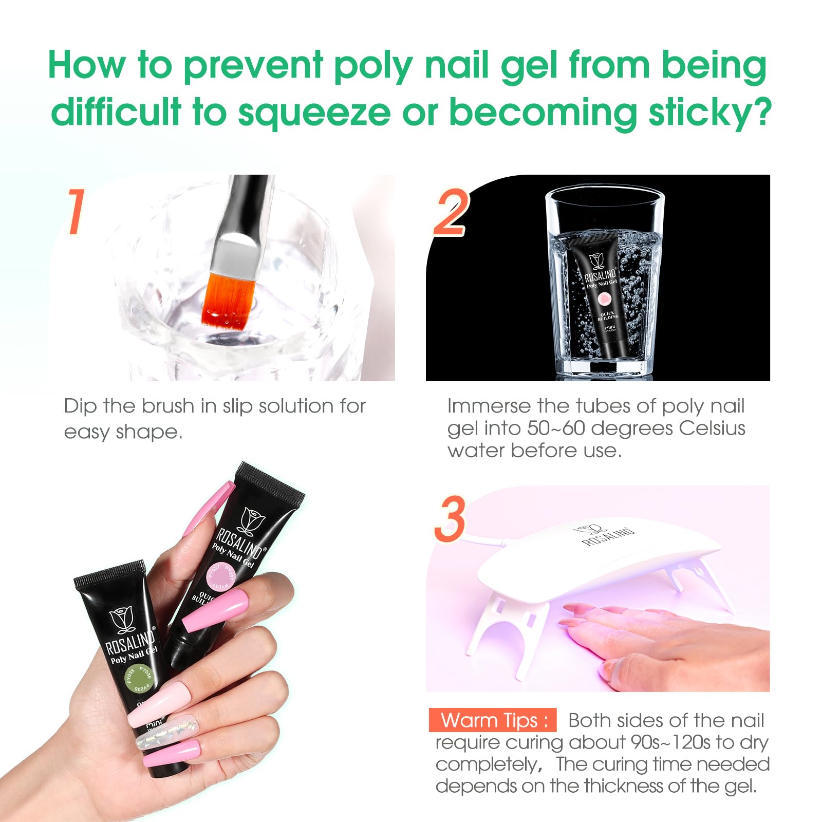 ROSALIND durable gel colors stay neat with proper curing for up to a month.
