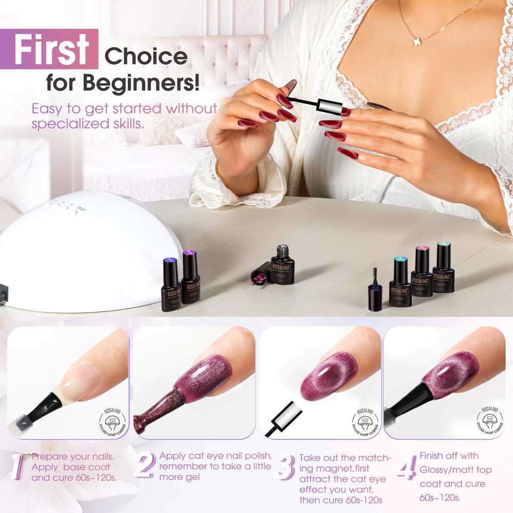 ROSALIND easy 3 step application guide for salon like nails.