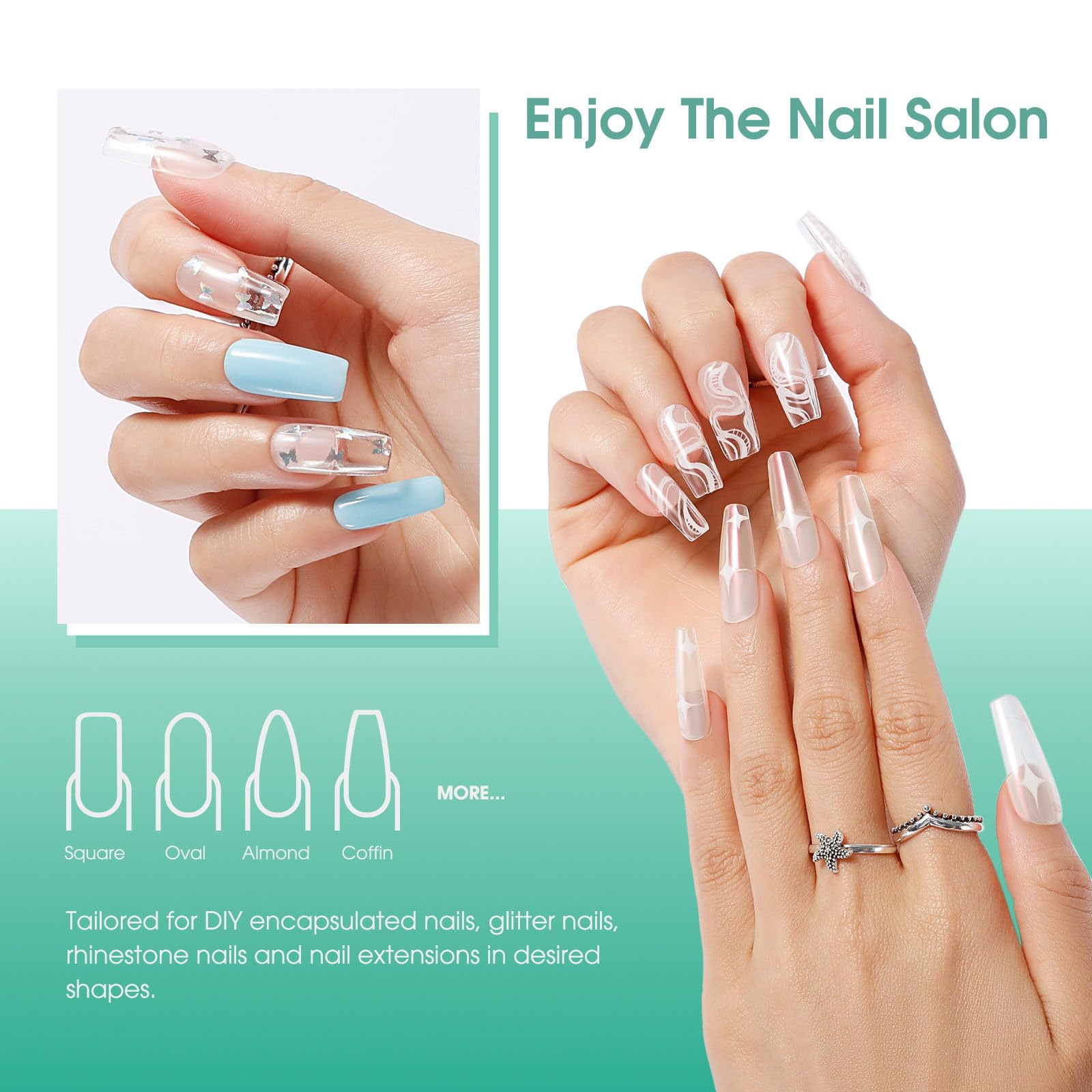 ROSALIND encapsulated nail art example using gel-based inlay