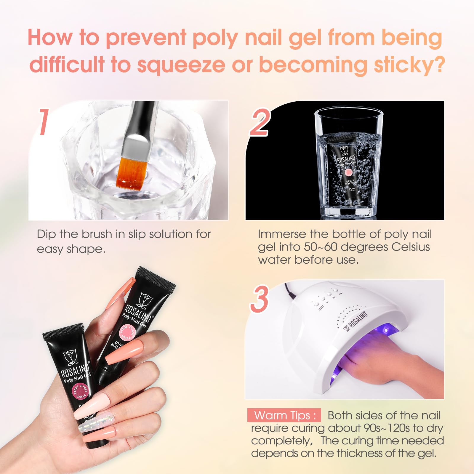 ROSALIND extension gel kit enables natural-looking gel nails at home.