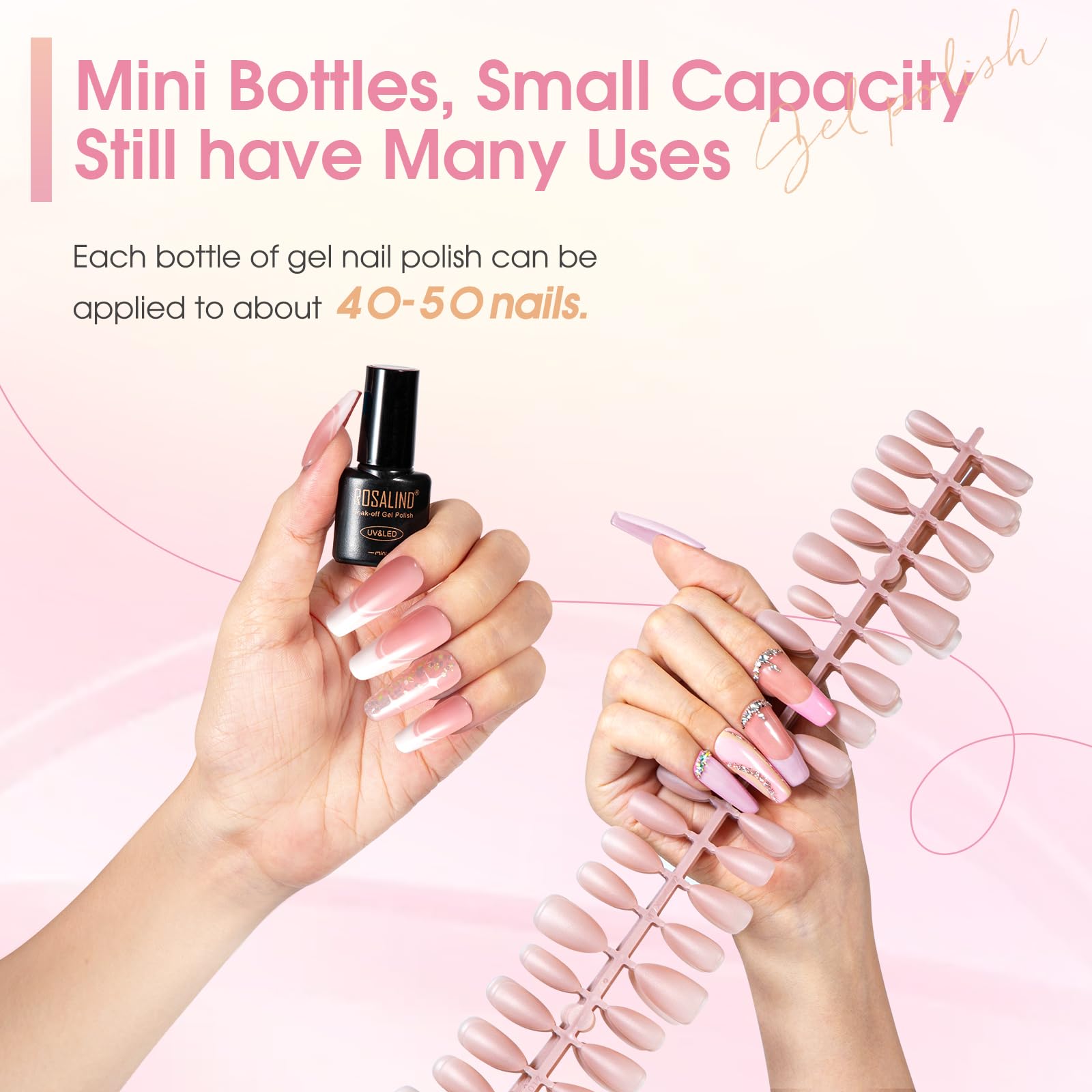 ROSALIND glossy top coat bottle highlights high-shine finish that lasts