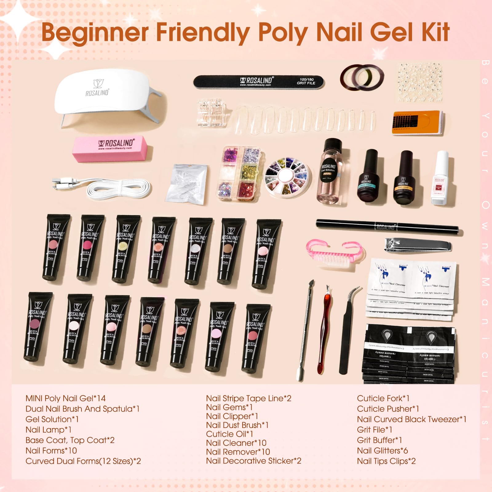 ROSALIND nail art accessories kit with glitter and rhinestones for creative designs