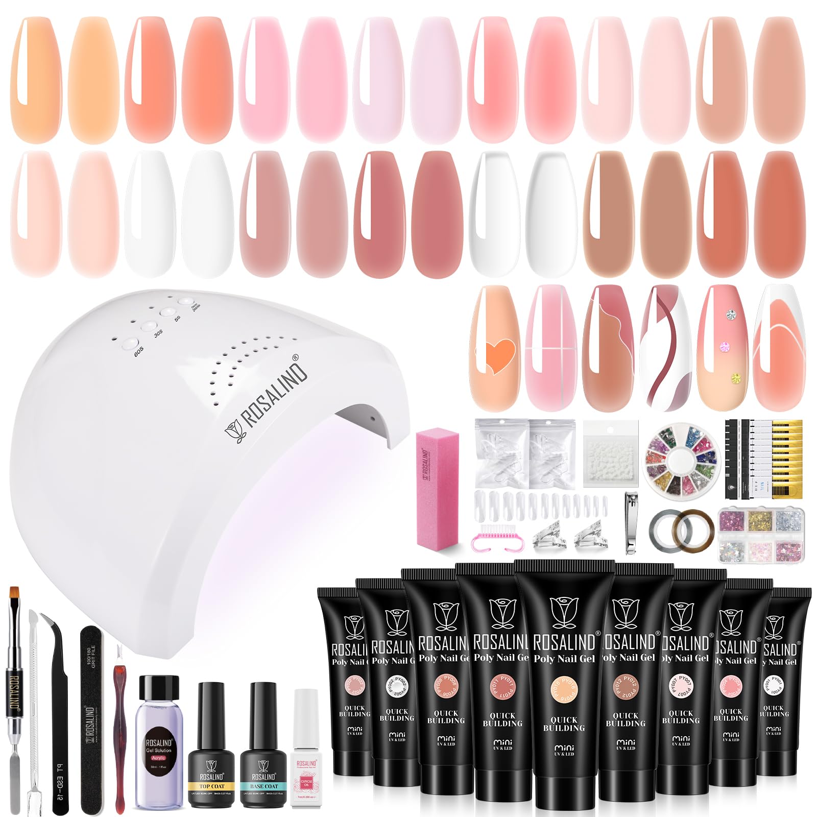 ROSALIND nude poly nail gel kit contents for at-home manicure
