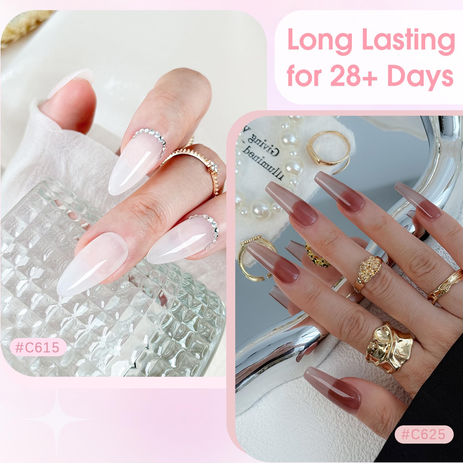 ROSALIND pearl swirl thread nails with shimmering accents