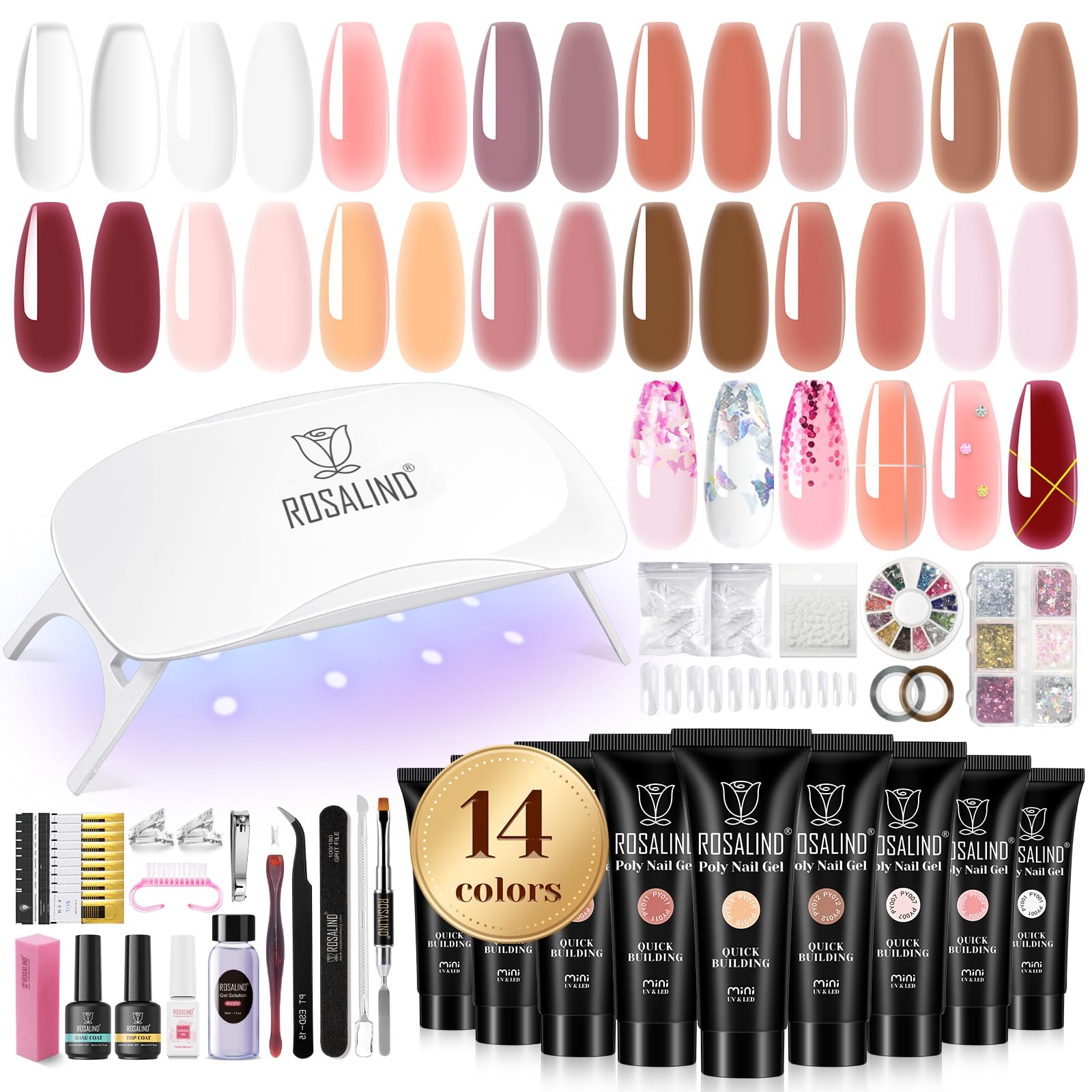 ROSALIND poly nail gel kit 14 colors enables versatile at-home manicures