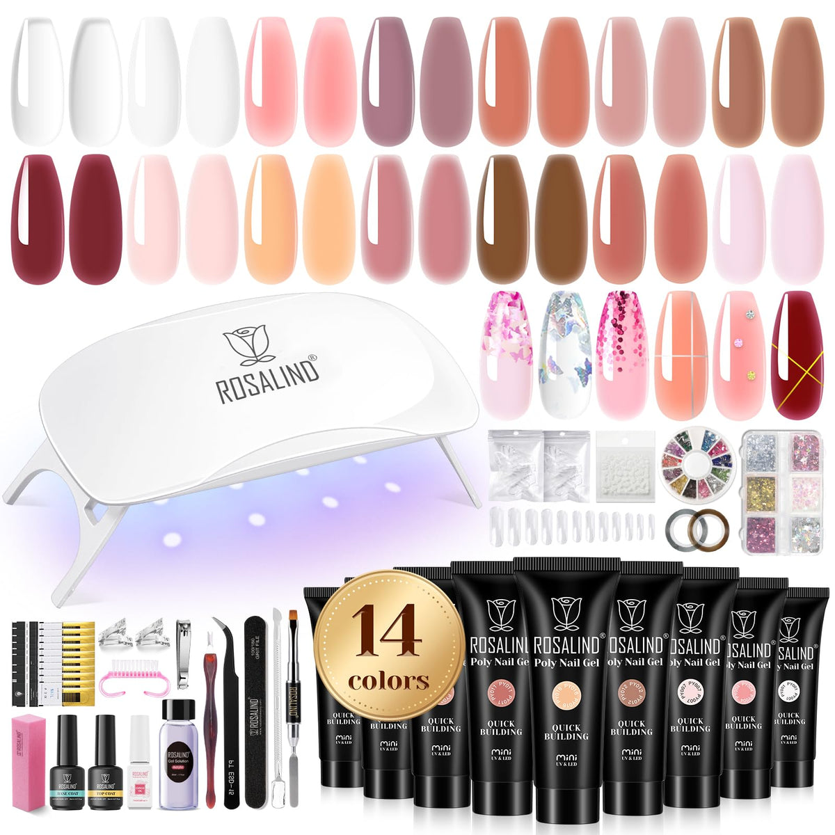 ROSALIND poly nail gel kit 14 colors enables versatile at-home manicures