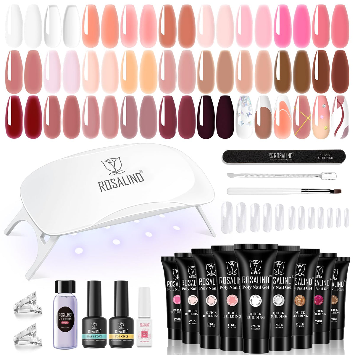 ROSALIND poly nail gel kit with 24 colors for versatile at-home nail art.