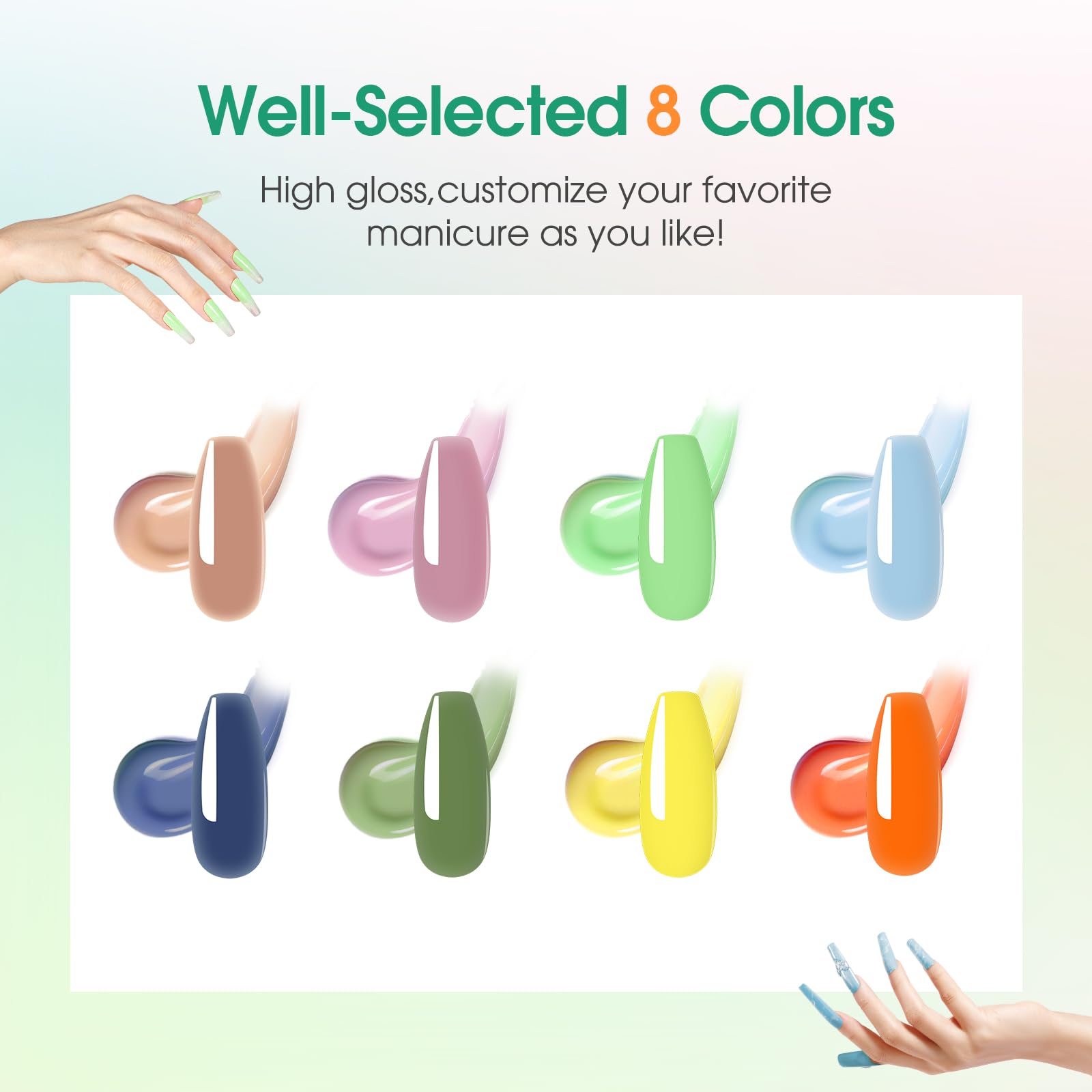 ROSALIND eight-color poly nail gels deliver pastel options for creative nails.